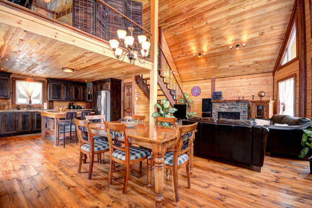 Inspiration for a medium sized rustic kitchen in Charlotte with medium hardwood flooring.