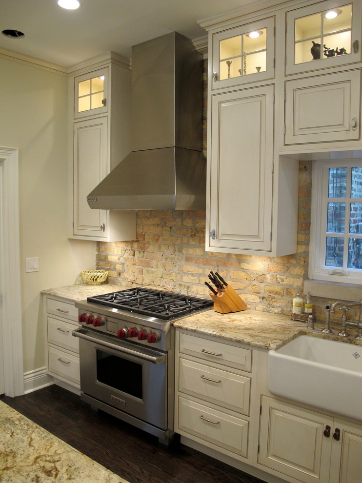 Award Winning Kitchen with brick backsplash Chicago Traditional Kitchen Chicago by