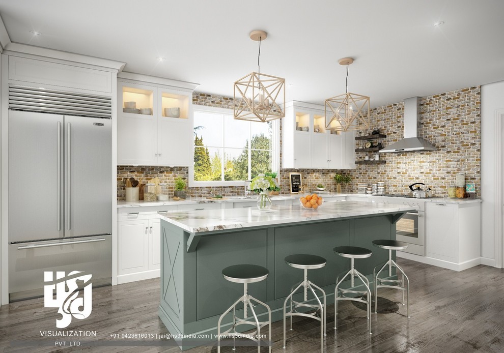 Awesome And Modern Kitchen Design Ideas, Photo Realistic 3d Rendering ...