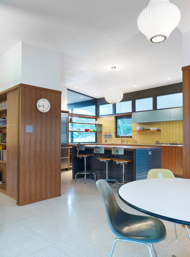 Design ideas for a medium sized retro kitchen in Austin.