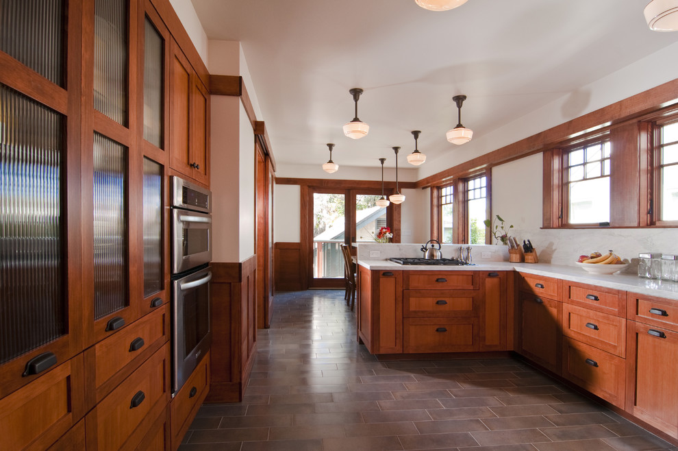 Kitchen - craftsman kitchen idea in San Francisco with shaker cabinets and stainless steel appliances