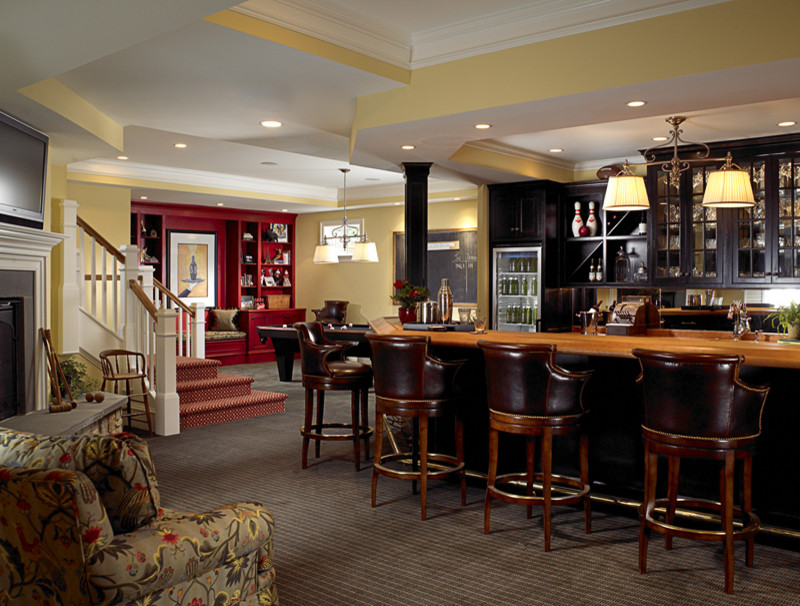 Bar, Billiards Table and Sitting Area Traditional Kitchen Miami by Fava Design Group Houzz