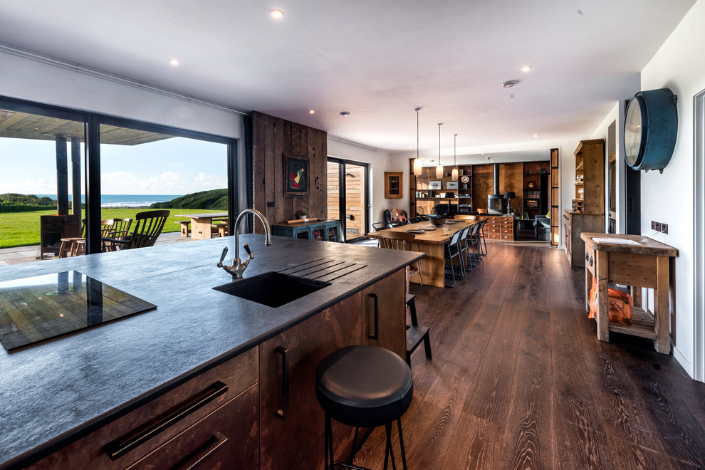 Design ideas for a contemporary open plan kitchen in Cornwall.