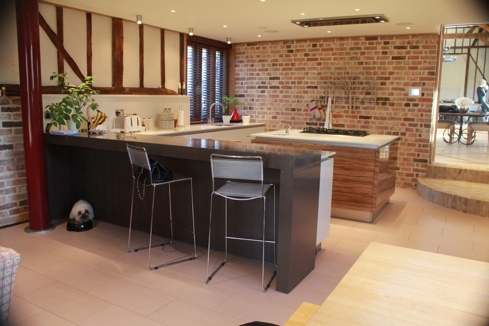 Design ideas for an eclectic kitchen in Hertfordshire.