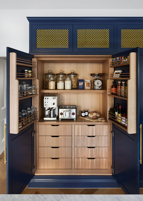 Navy Blue Cabinets Shine in These Built-in Kitchen Coffee Bar Inspirations