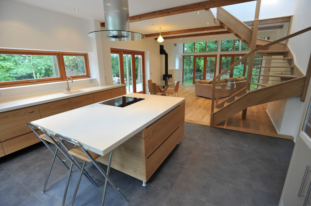 Contemporary kitchen in Cambridgeshire.
