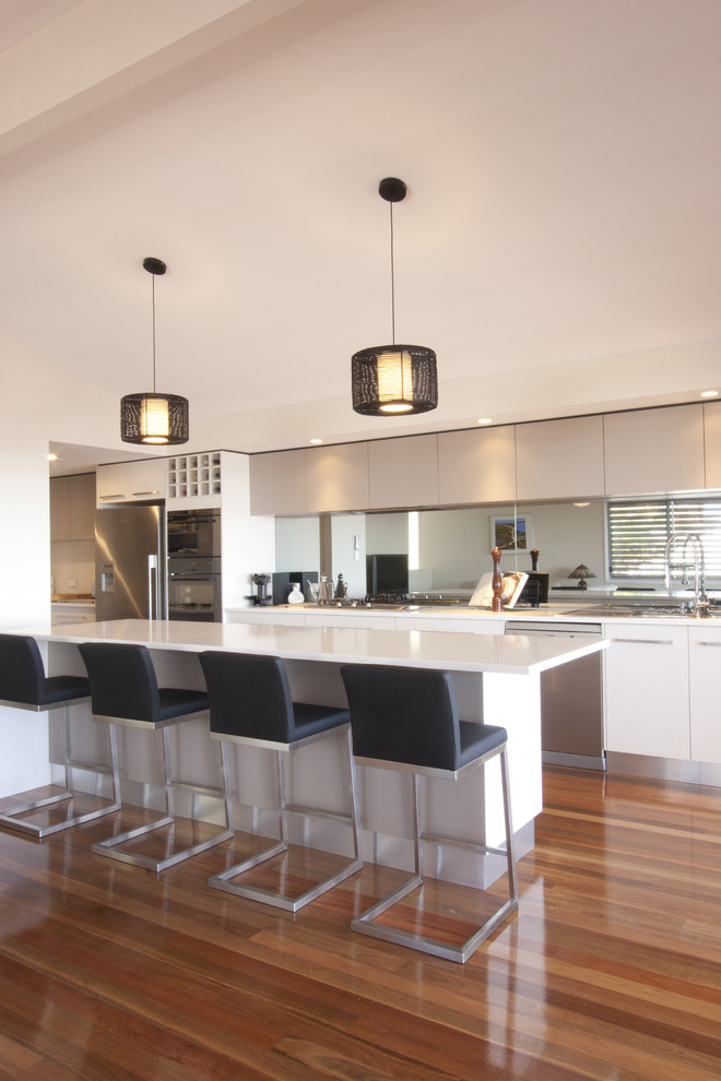 Kitchen - contemporary single-wall kitchen idea in Brisbane