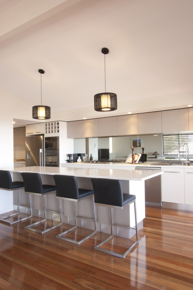 Photo of a contemporary single-wall kitchen in Brisbane.
