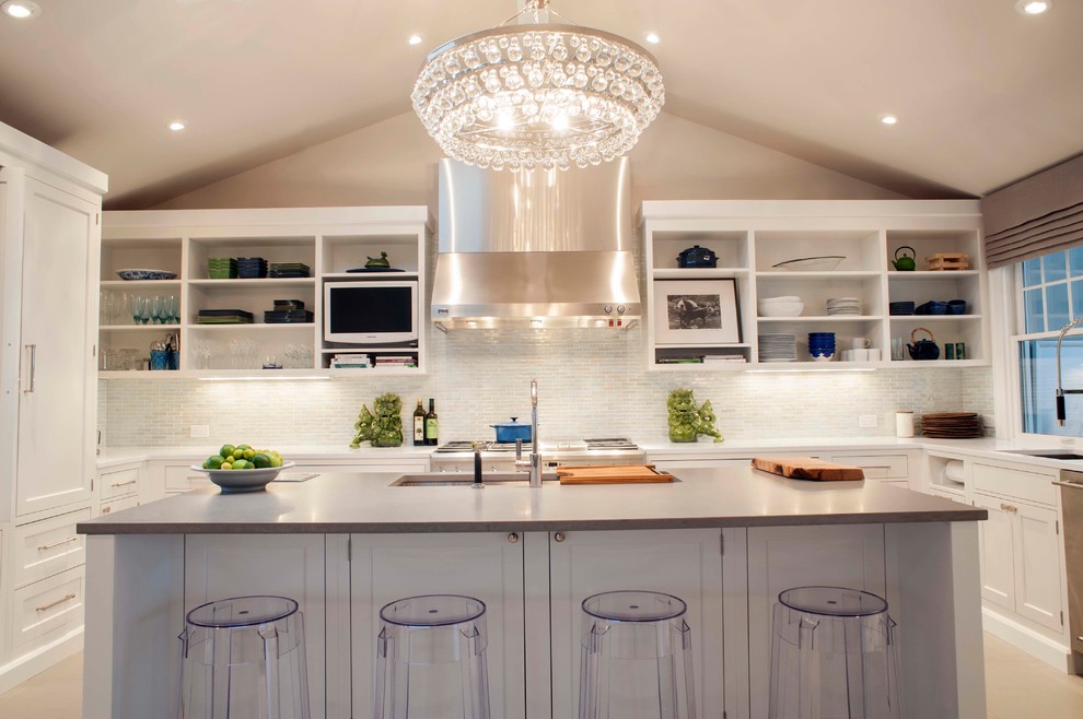 Large beach style kitchen photo in Other