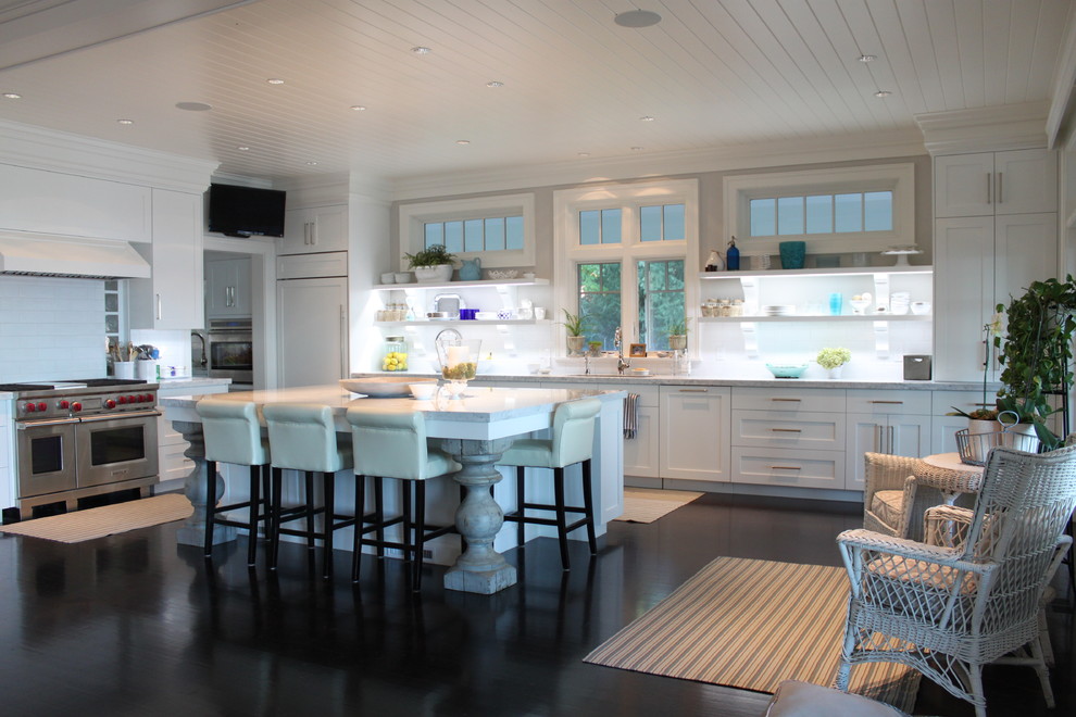 This is an example of a coastal kitchen in Boston.