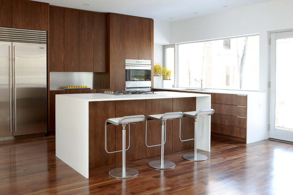 Immagine di una cucina a L minimalista