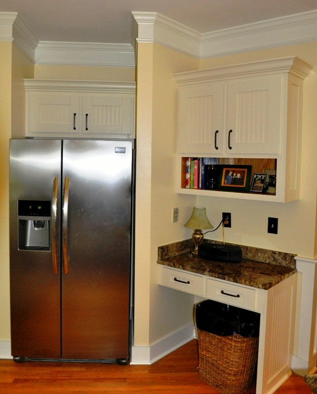 Inspiration for a contemporary u-shaped kitchen in Charleston with shaker cabinets and white cabinets.
