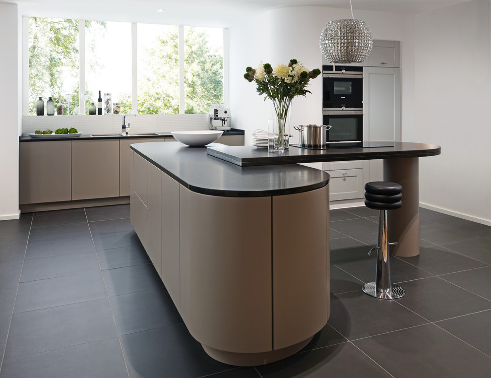 Inspiration for a contemporary kitchen in Cardiff.