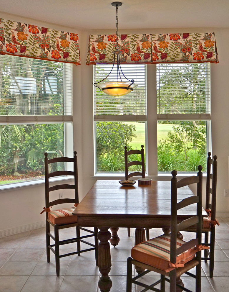 Kitchen/dining room combo - large contemporary terra-cotta tile kitchen/dining room combo idea in Jacksonville