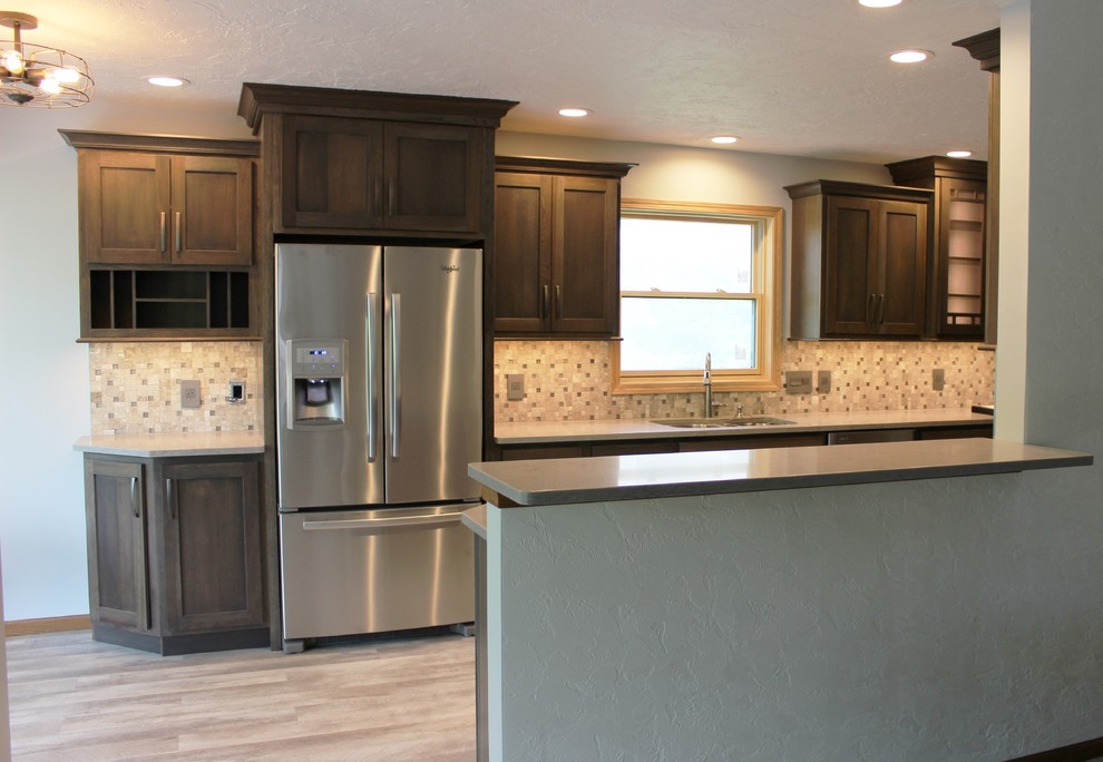 Bettendorf, IA Galley Kitchen Remodel With Gray Stain and