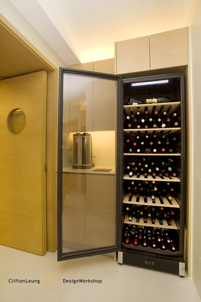 Design ideas for a modern wine cellar in Hong Kong.