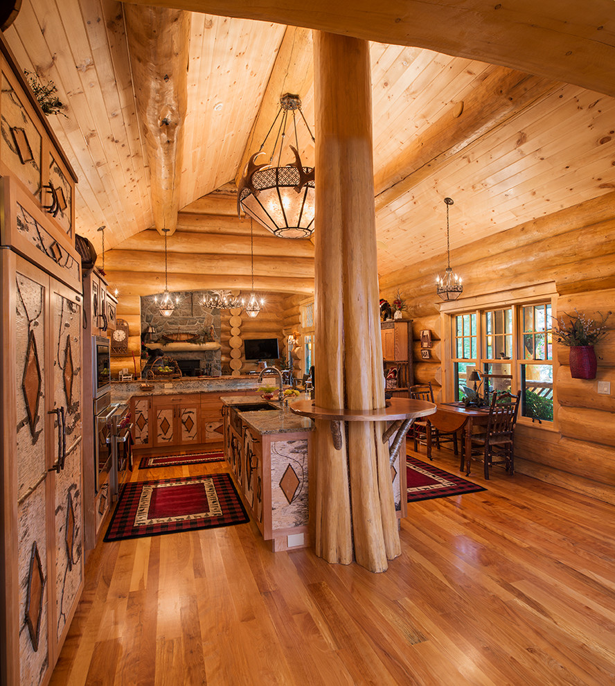 Big Moose, New York Log Home Rustic Kitchen New York by Sitka