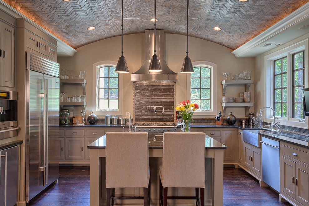 Enclosed kitchen - traditional u-shaped enclosed kitchen idea in Other