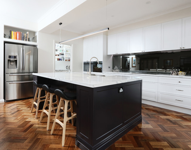Black & White Classic Kitchen & Butler's Pantry - Transitional ...