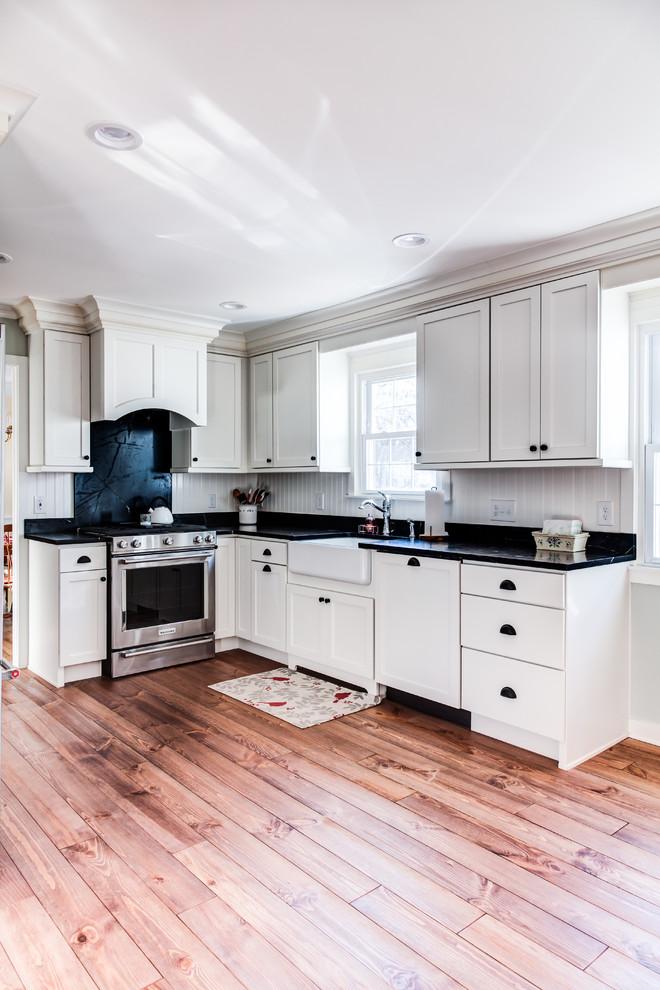 Black & White Farmhouse Kitchen - Farmhouse - Kitchen - New York - by