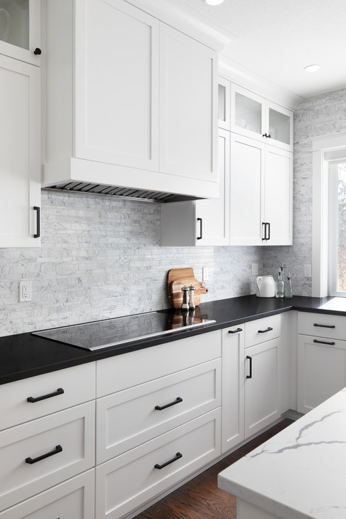54 White Cabinet Black Countertop, Black Granite Kitchen Countertops With White Cabinets