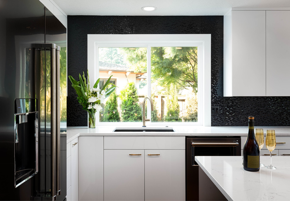 Black and White Kitchen Vancouver Contemporary Kitchen Portland