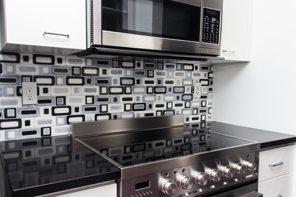 Black and White Mosaic Kitchen Backsplash Modern Kitchen Portland