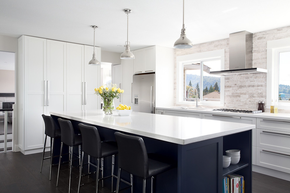 Trendy kitchen photo in Vancouver with stainless steel appliances