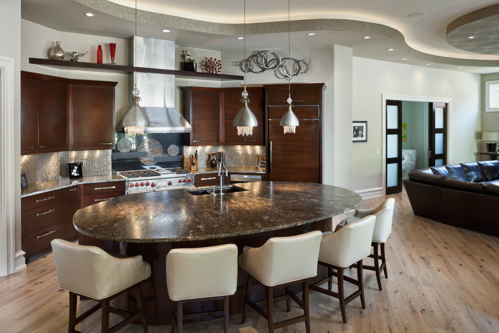 Inspiration for a contemporary kitchen in Cincinnati with integrated appliances.