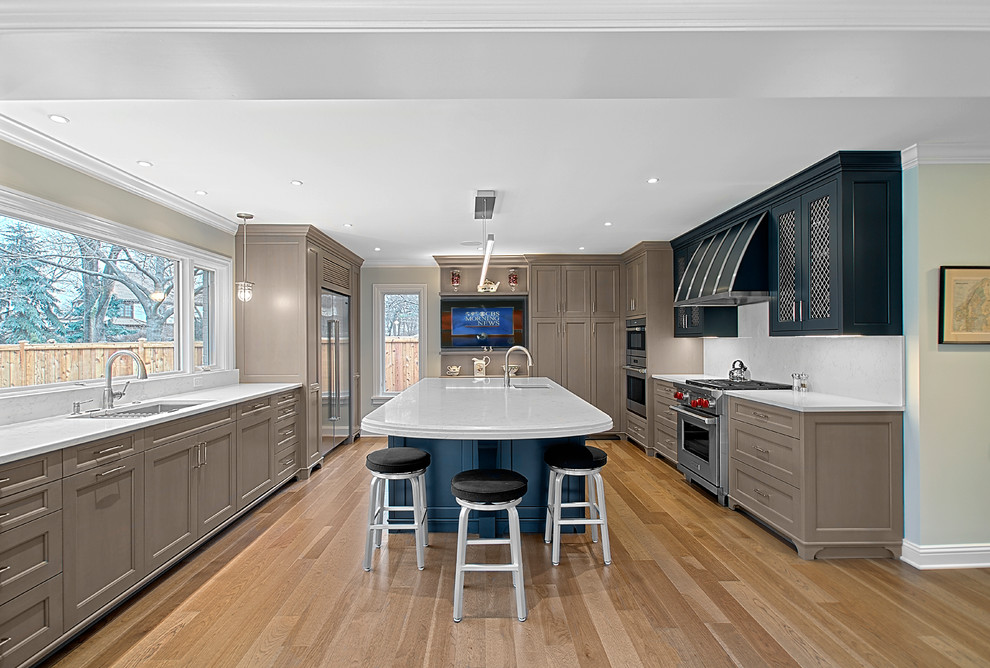 Blue and Gray Custom Kitchen in Kenilworth - Transitional - Kitchen