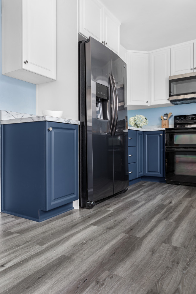 Blue and Grey Kitchen Cabinets
