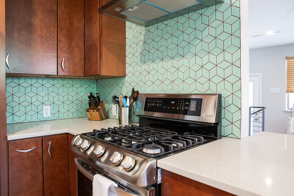 Blue Diamond Kitchen Backsplash Midcentury Kitchen Denver by
