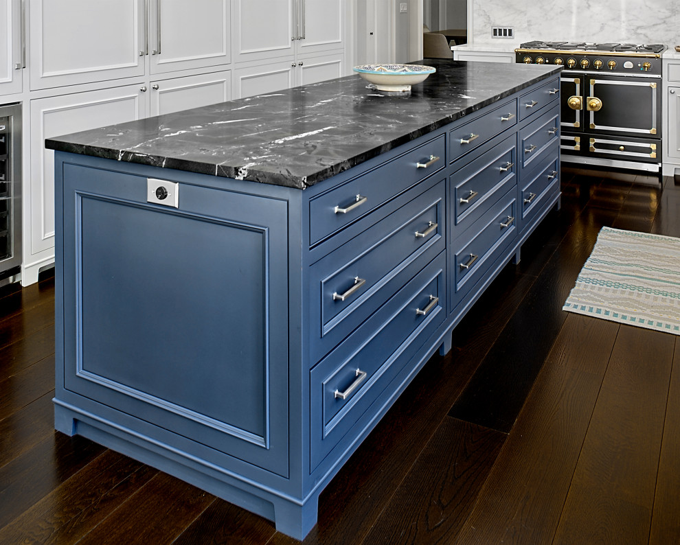 Blue Kitchen Island Transitional Kitchen Chicago by Benvenuti