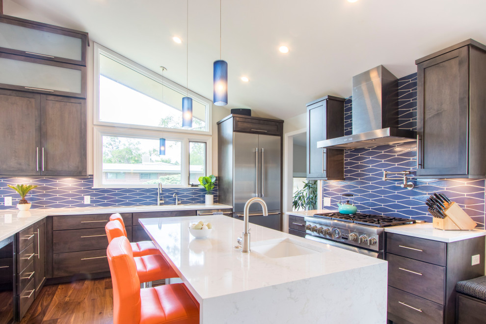 blue wave tile backsplash
