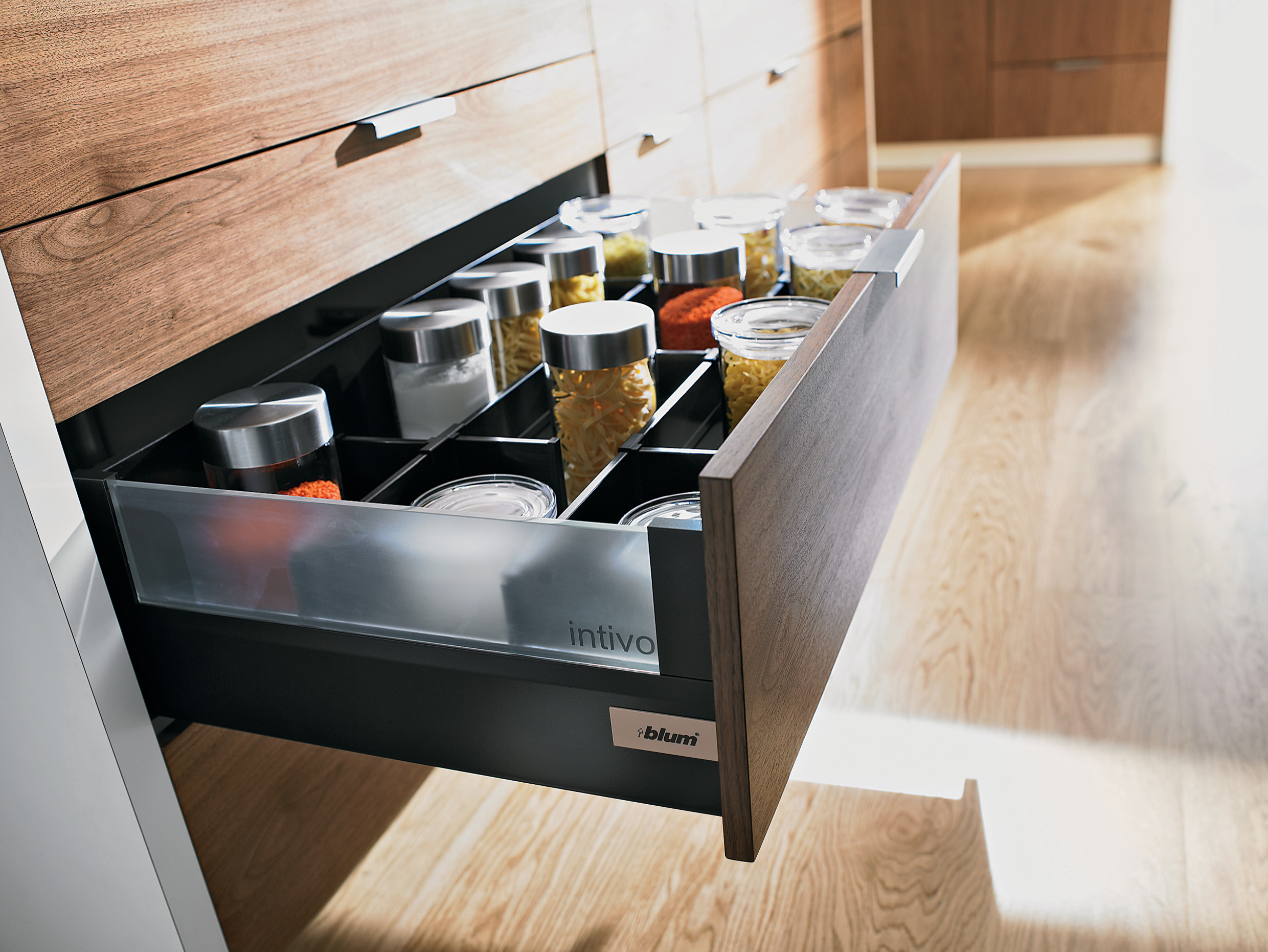 Blum TANDEMBOX intivo in Terra Black with BOXCOVER and Frosted Glass Design  Elem - Contemporary - Kitchen - Melbourne - by Wilson & Bradley | Houzz