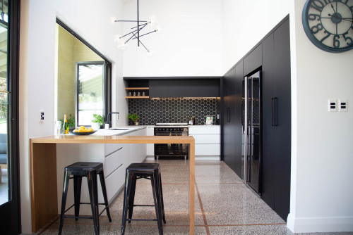 kitchen backsplash black tile