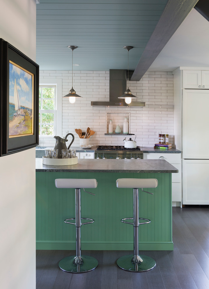 This is an example of a small nautical kitchen in Providence.