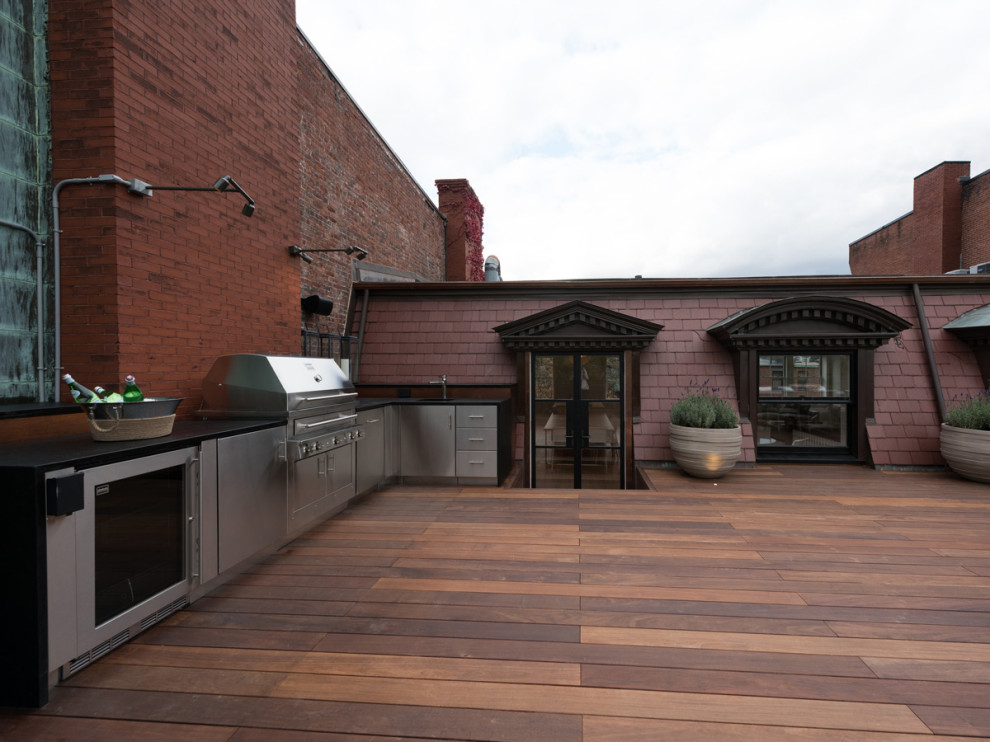 Imagen de terraza minimalista de tamaño medio
