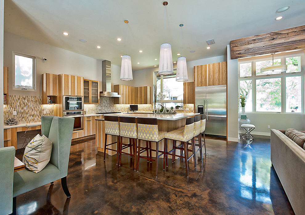 Inspiration for a contemporary kitchen remodel in Austin with stainless steel appliances