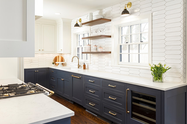 The Blue & Brass Kitchen - Transitional - Kitchen - London - by CAST - by  The London Joinery Co.