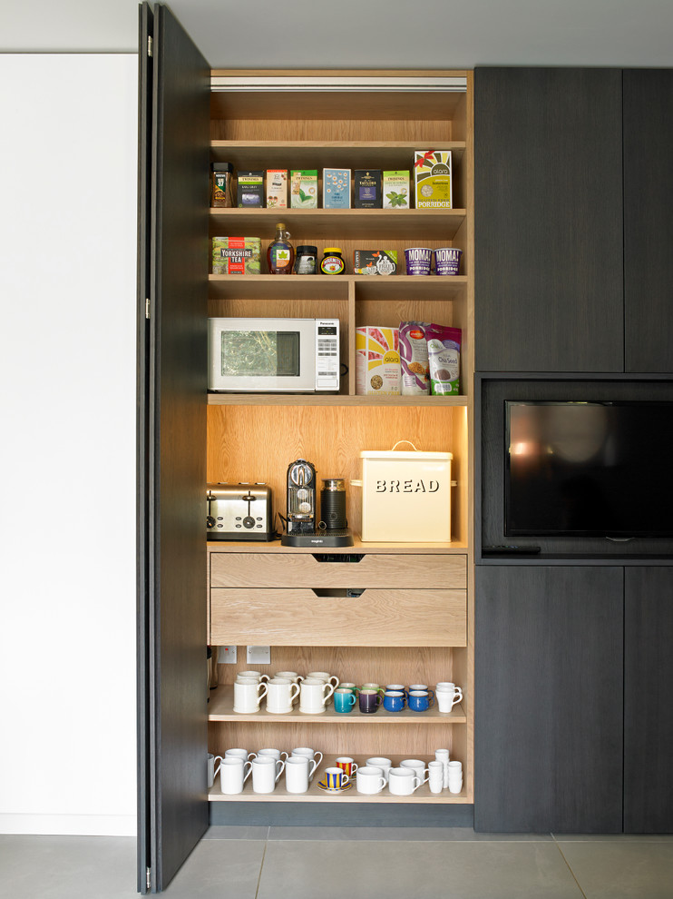 Breakfast Cabinet With Bi Fold Doors Contemporary Kitchen London By Brayer Design