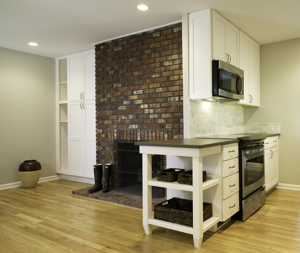 Brick Fireplace Kitchen Contemporary Kitchen DC Metro by Haus