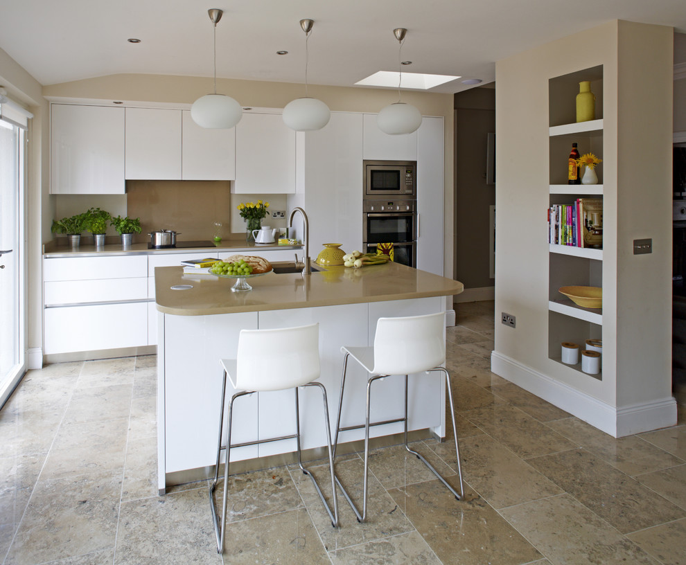 Inspiration for a contemporary kitchen in Dublin with stainless steel appliances.