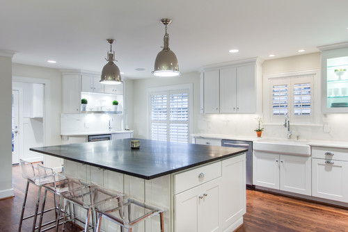 Family kitchen in a modern Vancouver apartment with elegant cabinets