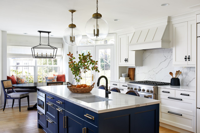 light blue white kitchen