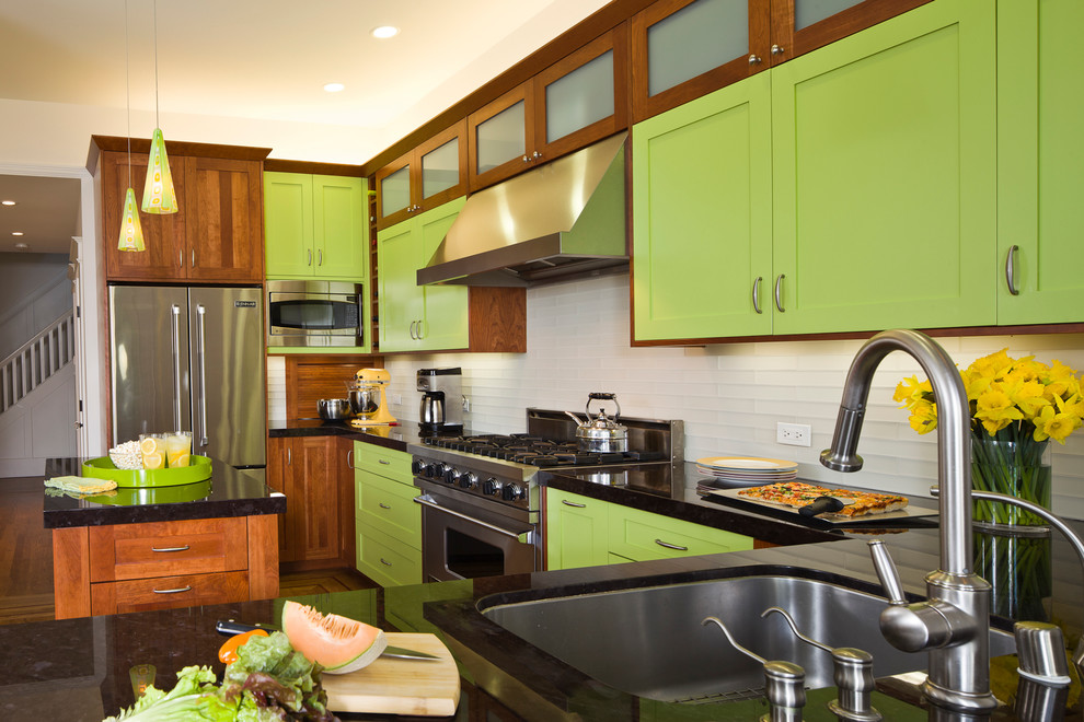 Bright Lime Green Eclectic Kitchen San Francisco by McKinney