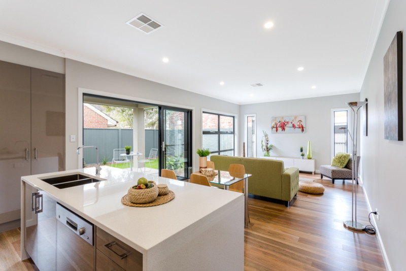 This is an example of a medium sized modern kitchen in Adelaide.