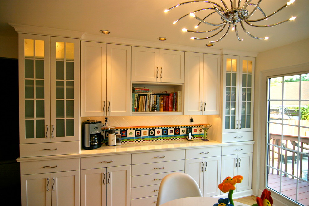 This is an example of a large modern kitchen in Other with no island.