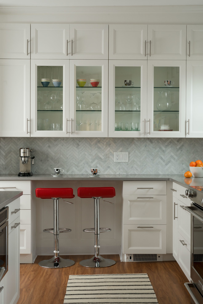 Bright White Transitional Kitchen Boston by Metropolitan