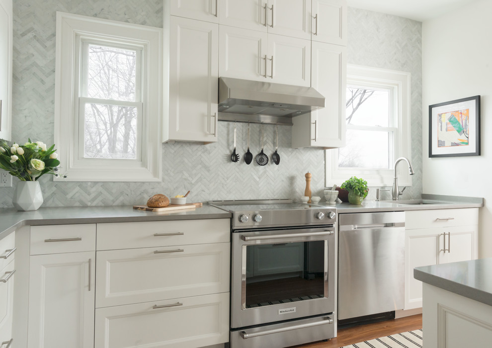 Bright White Traditional Kitchen Boston by Metropolitan